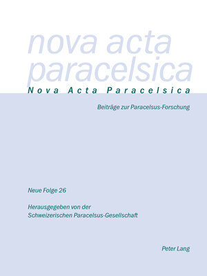 cover image of Nova Acta Paracelsica 26/2013 2014